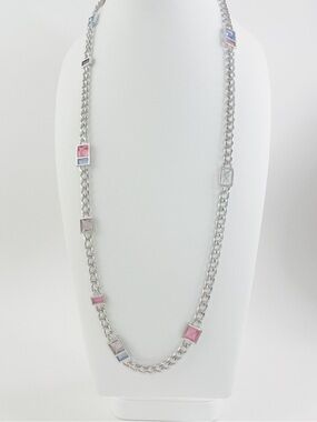 YSL | Vintage | Estate Find | EUC | Long Designer Cable Chain Necklace w/ Stones